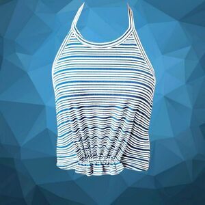NSR Women's Stripped Ruched Halter Neck Top Size Large